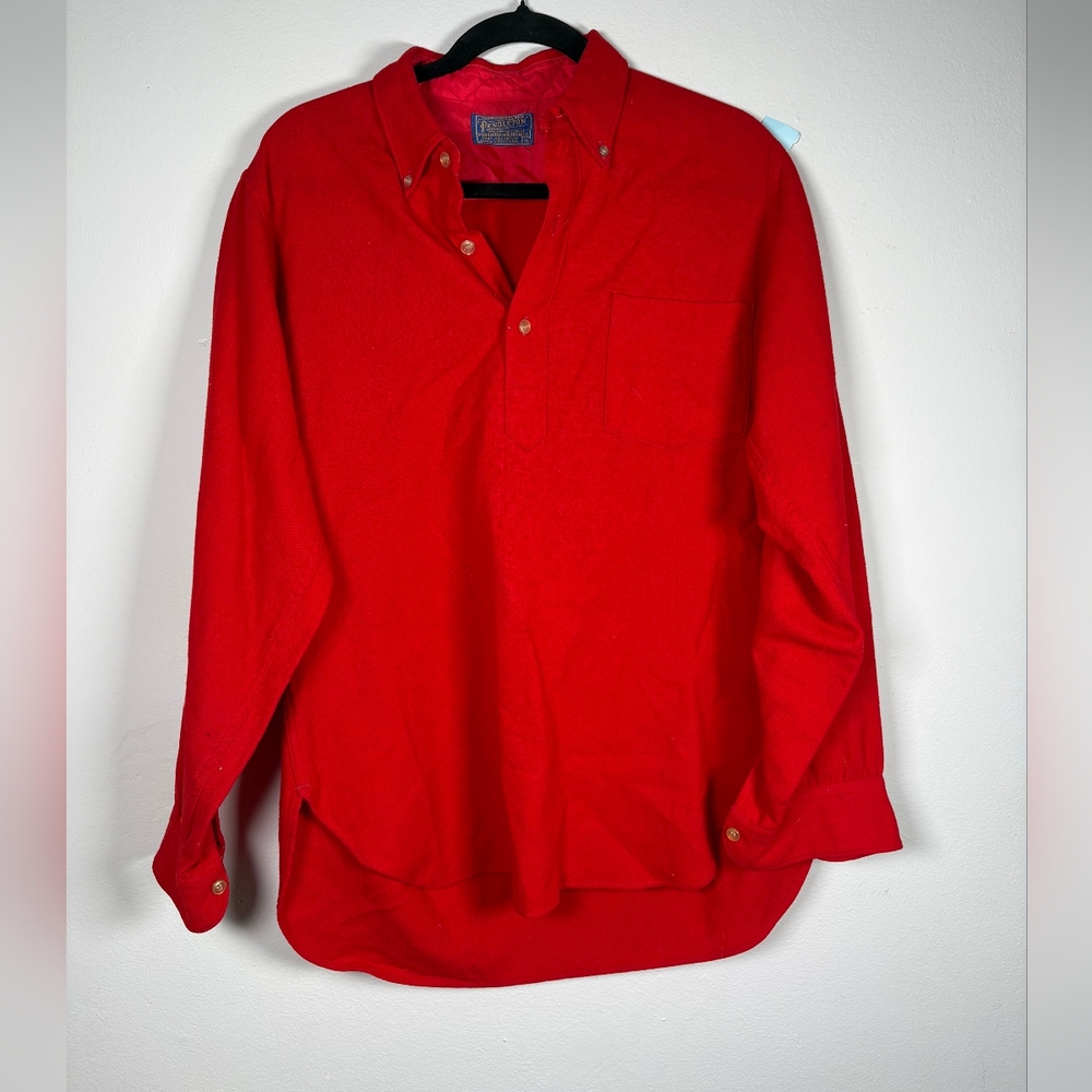 Pendleton Scarlet Red 100% Wool Qtr Button-Down S… - image 1